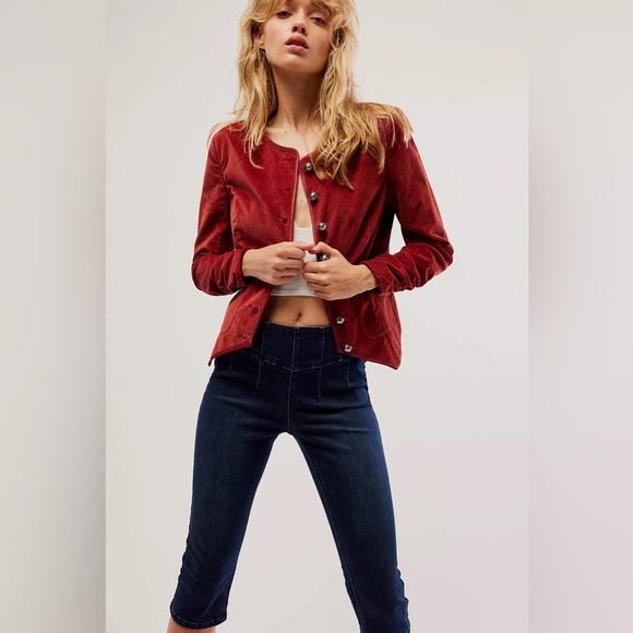 Free People Jackets & Blazers - FREE PEOPLE Velvet BECKY Button Up Jacket NWT